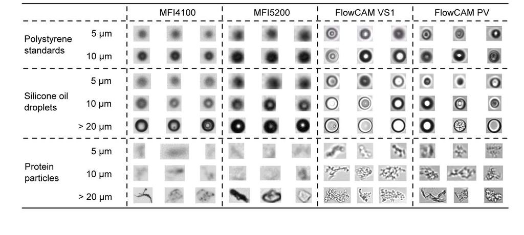 Flow imaging microscopy image properties ProteinSimple Fluid