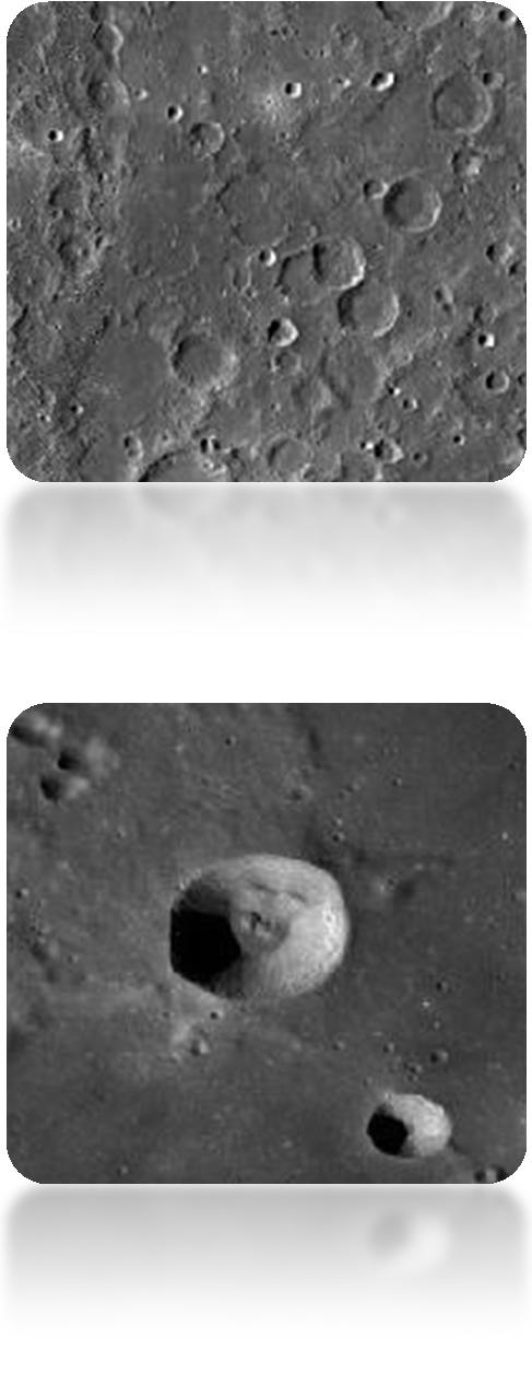 5) More heavily cratered Older than the mare Highland on Mare The first impactor hit highland that bordered mare. The ejecta that shot out after the impact was, therefore, of highland composition.