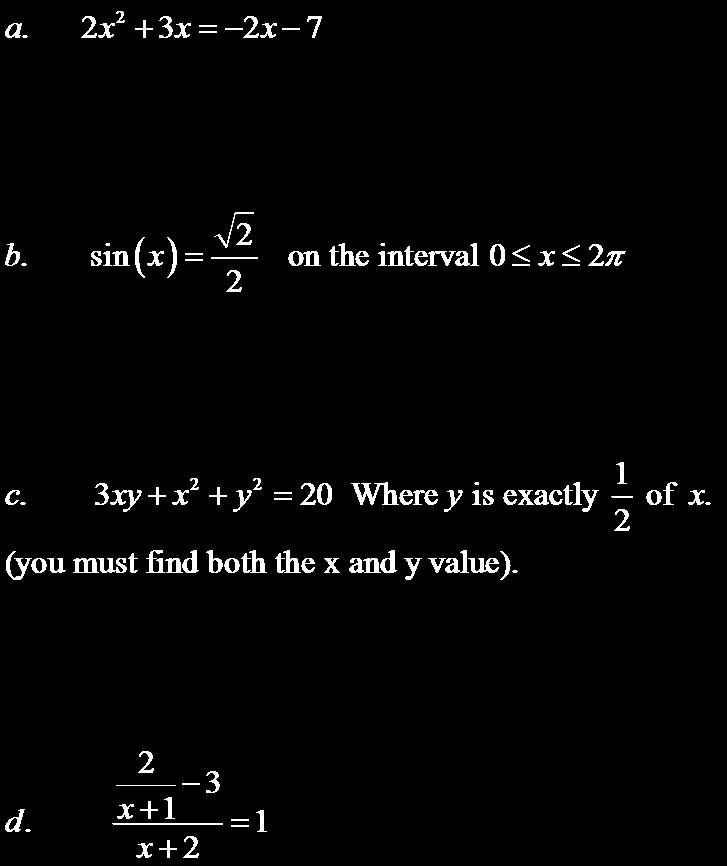 1. Solve the following equations:.