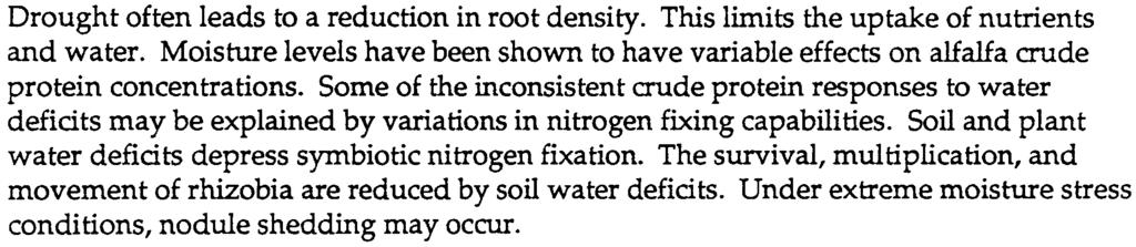 Moisture stress effects on alfalfa yield and quality, mean of two years' data {Jensen et al., Nevada, 1987). Applied Waterl Evapo- Transpiration Dry Matter TDN (in.