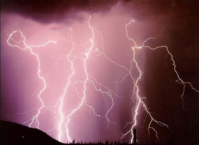 Lightning striking away from storm