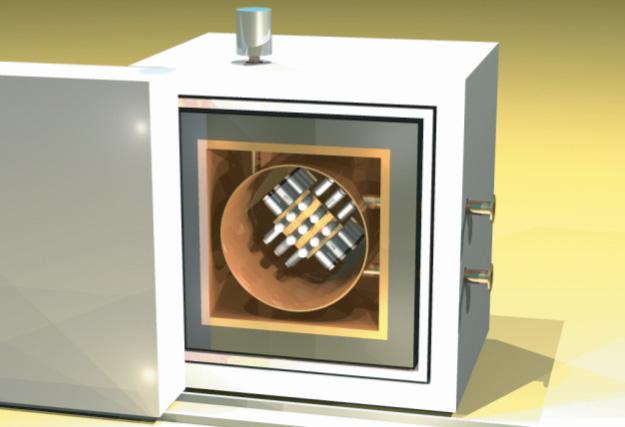 FIGURE 5. XMASS prototype detector. 1kg liquid xenon and 54 low-background PMTs are used. PMTs are attached to the 3L OFC chamber through 5mm thickness MgF 2 windows.