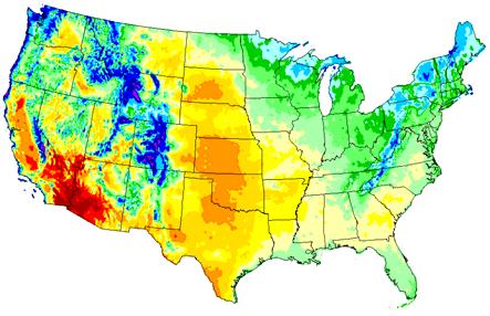 Map of Average HOTTEST JULY Temperature
