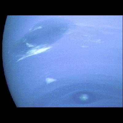 Neptune Fast Facts Rotation: 17.24 hours Revolution: 165 years Surface: Similar to Uranus Atmosphere: Neptune's atmosphere shows a striped pattern of clouds.