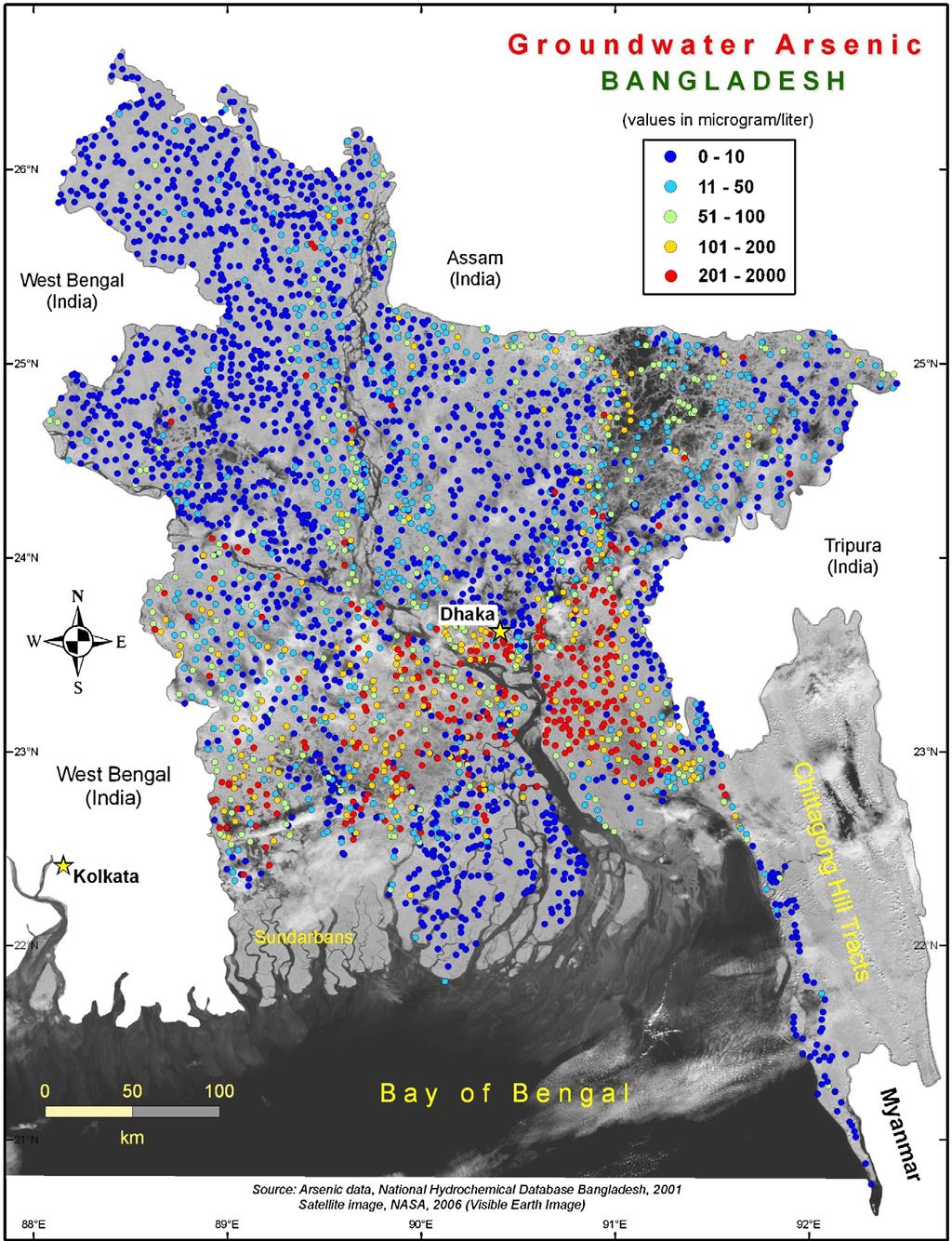 114 M. Shamsudduha et al. / Journal of Contaminant Hydrology 99 (2008) 112 136 Fig. 1. Map of groundwater arsenic concentration in Bangladesh.