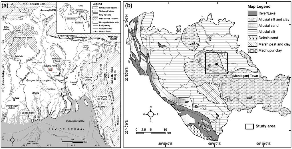 M. Shamsudduha et al. / Journal of Contaminant Hydrology 99 (2008) 112 136 Fig. 2. (a) Simplified geological map of the Bengal Basin.