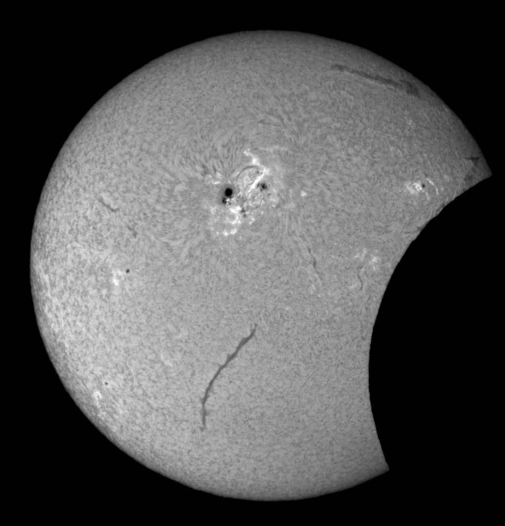 Hydrogen Alpha Eclipse by Tom Haugh While Tom and other Northwest Florida Amateur Astronomers were observing from Niceville, they too got great images before the clouds