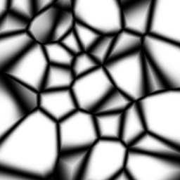 4 FIG. : Gray-scale images of -dimensional slices of 3-dimensional Voronoi tessellation fields. Each panel has different number density of the initial random points.
