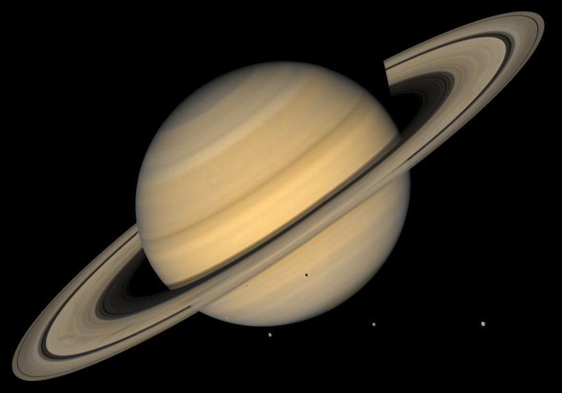 the giant planet Jupiter and the ringed planet Saturn.