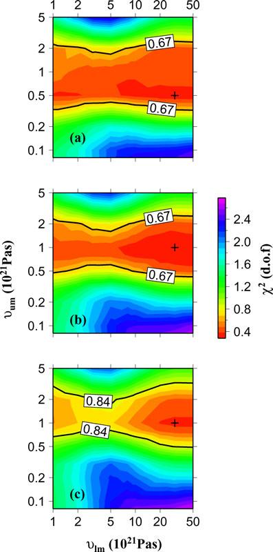 18 S. L. Bradley et al. and lower mantle viscosity of 5 10 20 Pa s and 1 10 22 Pa s, respectively. This model provided a good fit to the regional sea-level database.