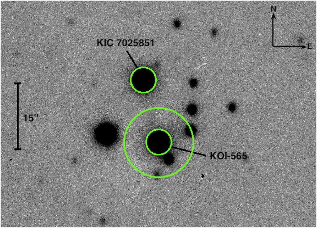 MULTICOLOR PHOTOMETRY OF KOI 565 TABLE 2 NORMALIZED PHOTOMETRY BJD 2,455,000 FIG. 2. Image from GTC/OSIRIS observations at 790.2 nm containing part of the field of view around KOI 565.