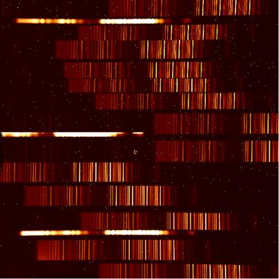 Multi-object spectroscopy mode MOIRCS raw image (4 4 ) many stripes!
