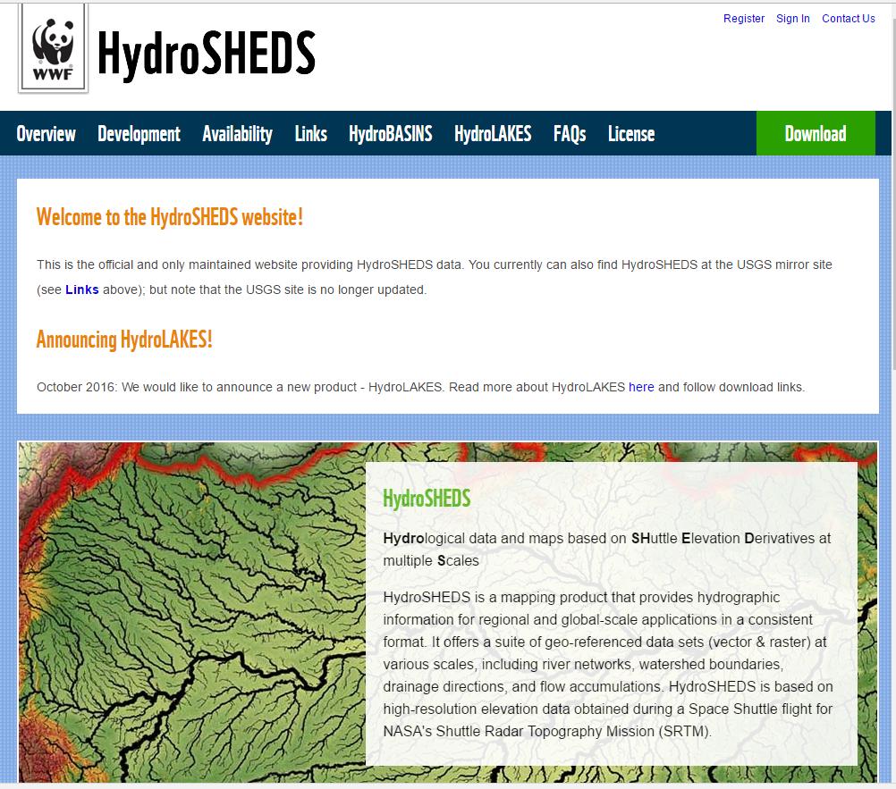 HydroSHEDS http://hydrosheds.