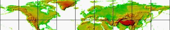 Digital Elevation Models Hydro1k: equal area projection, 1 km