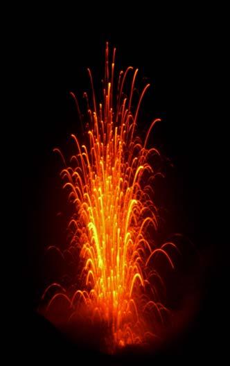 Direct measurements (1): ballistics Strombolian explosion: A series of bubbles bursting at the top of the magma column duration: a few