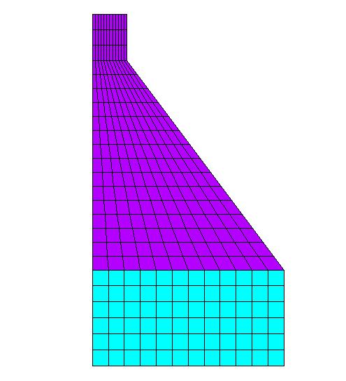 Displacement /cm Displacement /cm C (a) FE mesh of the system (b) SBFE mesh of the unbounded domain Figure 7. Mesh of the gravity dam-foundation system 4 3 FEM extended mesh Mcf=2, present method.