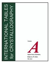 INTERNATIONAL TABLES FOR CRYSTALLOGRAPHY VOLUME A: SPACE-GROUP SYMMETRY Extensive tabulations and illustrations of the 17 plane groups and the 230 space groups headline with the relevant group