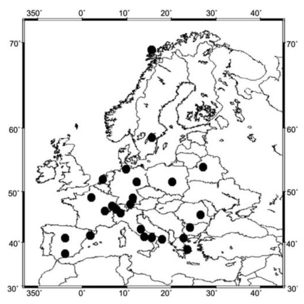 Cloud-Aerosol Lidar and Infrared Pathfinder Satellite Observations (CALIPSO) Figure 1: Map of Europe with the distribution of all the EARLINET lidar stations Figure 2: CALIPSO (dashed line) and