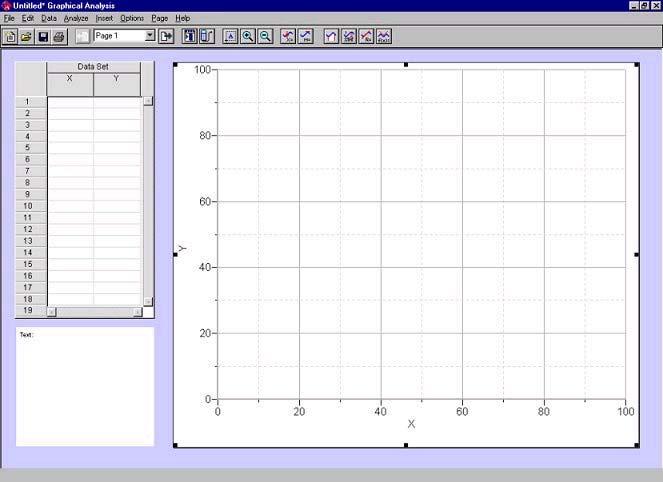 APPENDIX 3 GRAPHICAL ANALYSIS 3.4 1 PLOTTING YOUR DATA POINTS AND FINDING THE BEST FIT 1. Click on the GA 3.4 icon 2. The Graphical Analysis screen will be displayed: 3.