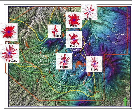 2.1.1 Local Fault and Fractures Trends Rose diagrams of all measured fault and fracture strikes for different areas are shown in Figure 3.