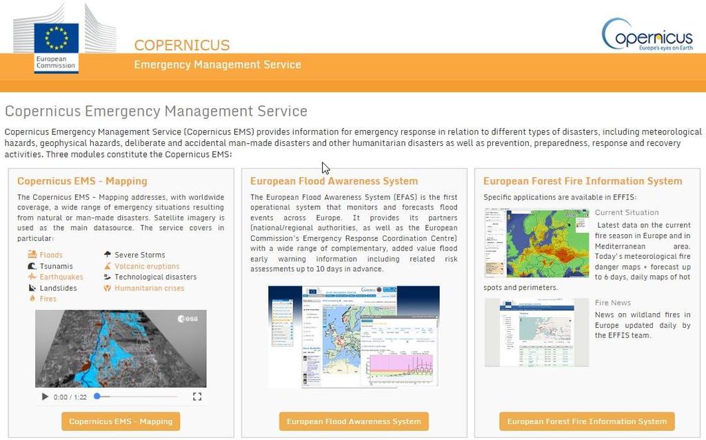 EMS Mapping - Application Domain 2/ 2 COPERNICUS EMS Early Warning European coverage monitoring and forecasts (10/