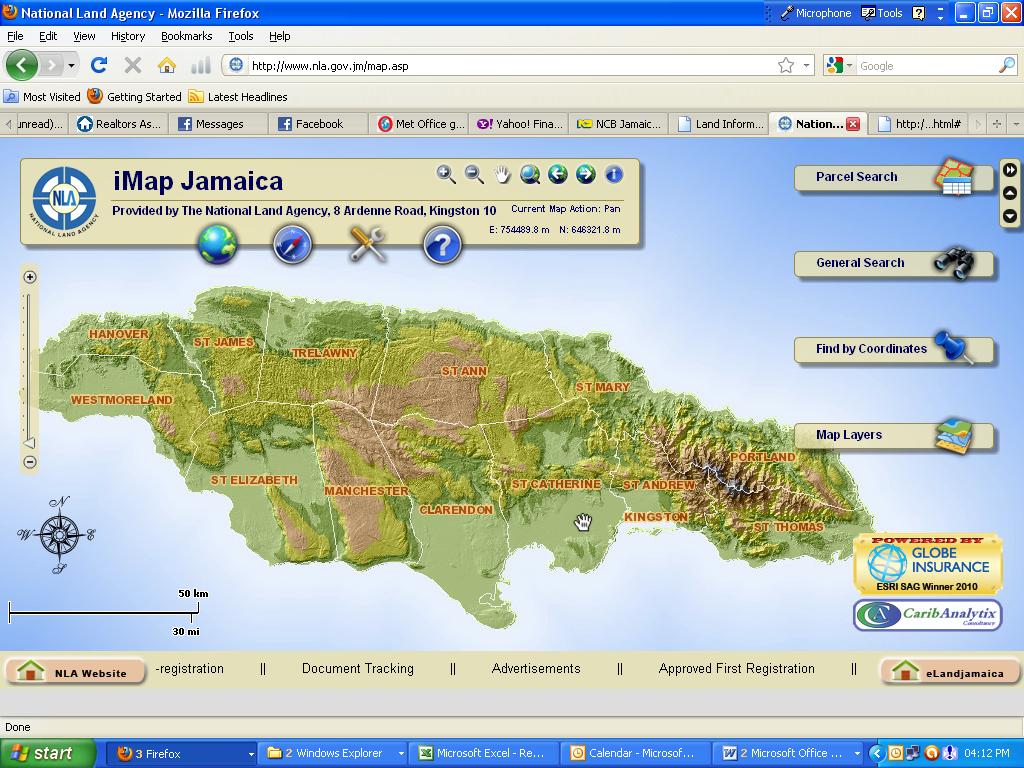 Figure 6 National Land Agency (NLA) web map application imap Jamaica The web mapping applications serve as points of contact for anyone wishing to access the country s geospatial data.