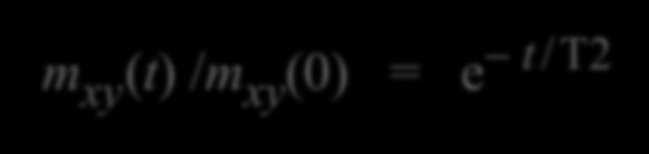 (1/T2) m xy (t) m xy (t) /m xy (0) = e t /T2 dm(x,t)/dt =