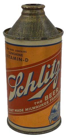 Figure 1 6. Schlitz cone top beer can. In 1954, the Adolph Coors Co. joined forces with Beatrice Foods Co. to found Aluminum International, Inc.