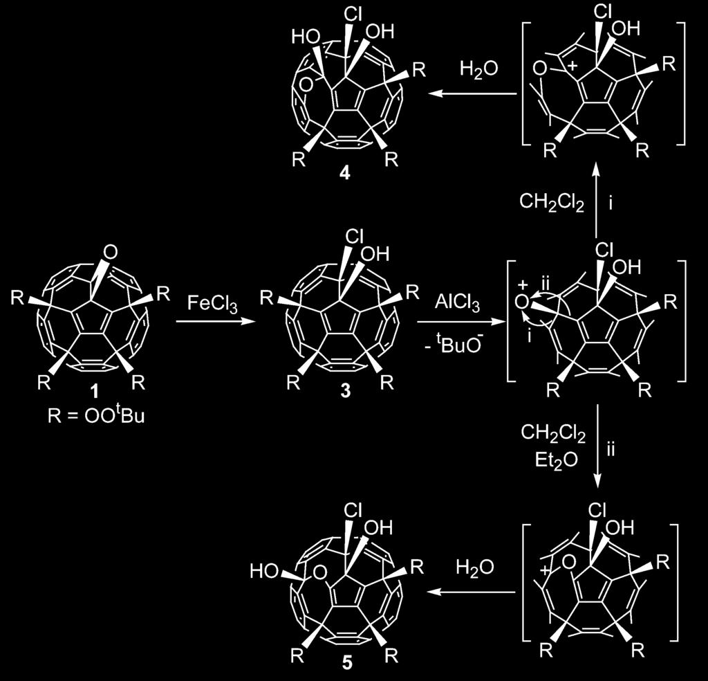 Fullerene peroxides in cage-opening reactions 843 Scheme 3 Formation of compounds 3, 4, and 5.