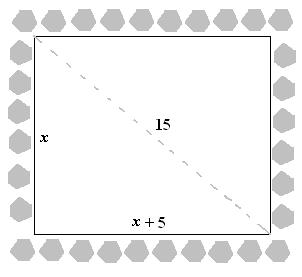 Comment(s): This problem is similar to the opening problem, but this time the inner dimensions are given and twice the width of the walk must be added (instead of subtracted) to form the dimensions