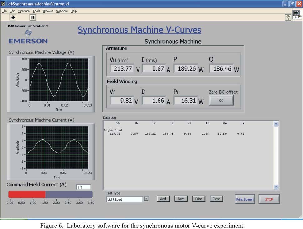 Synchrnus Mtr V-Curves 7 Labratry Sftware Figure 6 shws a screen-sht f the sftware fr this experiment.
