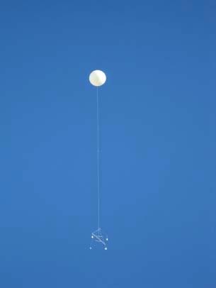 Fig. 3.4 Radiosonde test flight launched at Buenos Aires. Fig. 3.4 shows one of several radiosonde test flights launched by the participants in the workshop. Figs. 3.5 and 3.