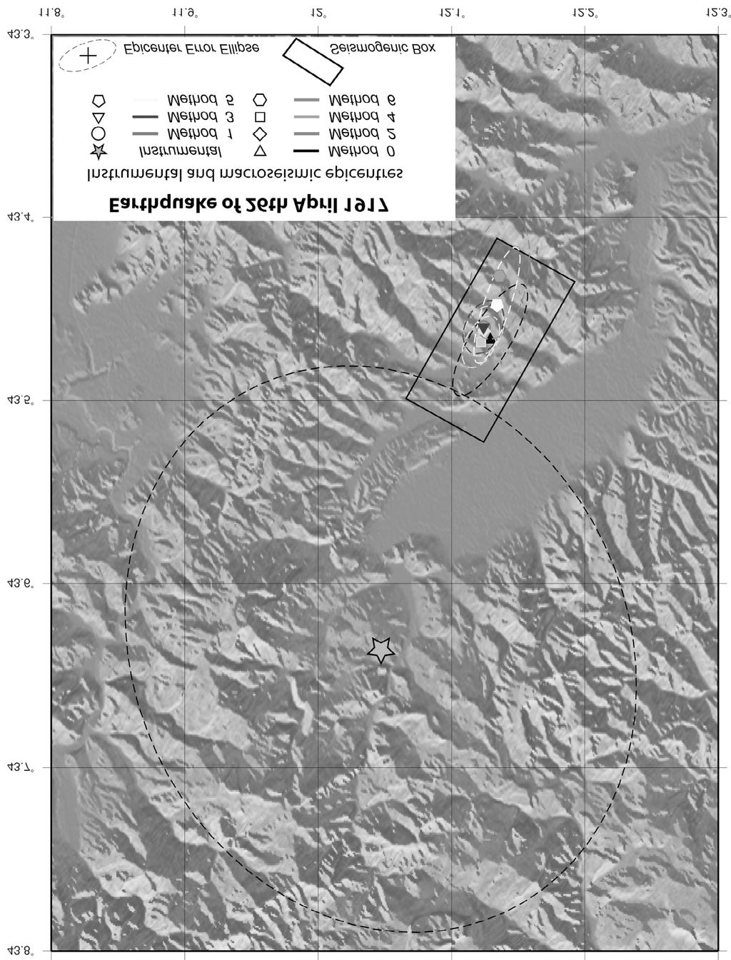 BERNARDI ET AL. Figure 3. Comparison of the instrumental and macroseismic locations of the epicenter of 1917 s earthquake.