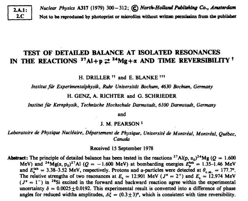 Detailed Balance in Nuclear Reactions Search for TIV in nuclear reactions upper
