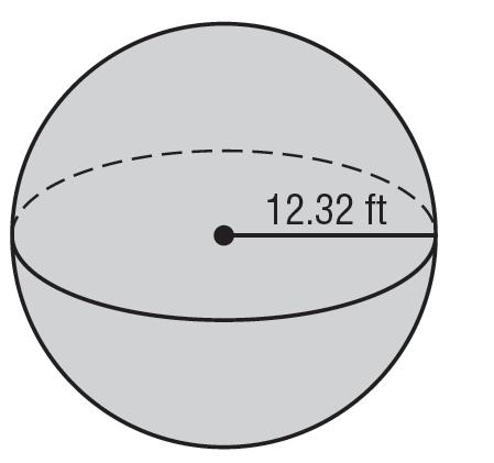 Find the volume of each sphere or hemisphere. Round to the 7.