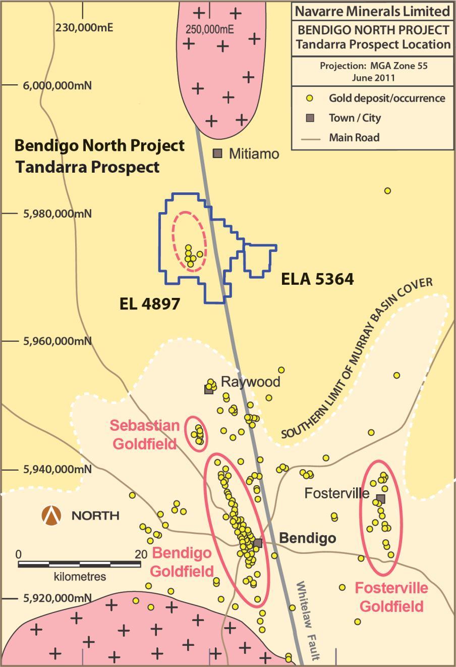 Bendigo North Gold Project Pristine greenfields discovery in underexplored area Concealed by shallow cover Along the same fault line as the 22Moz Bendigo Goldfield Host rocks, structure and