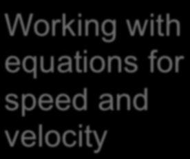 Working with equations for speed and velocity Objectives Interpret symbolic relationships. Describe motion using equations for speed and average velocity.