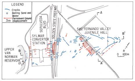 Fernando, California earthquake; ground slope across