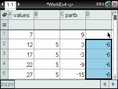 the values in the first column Enter the equation in column