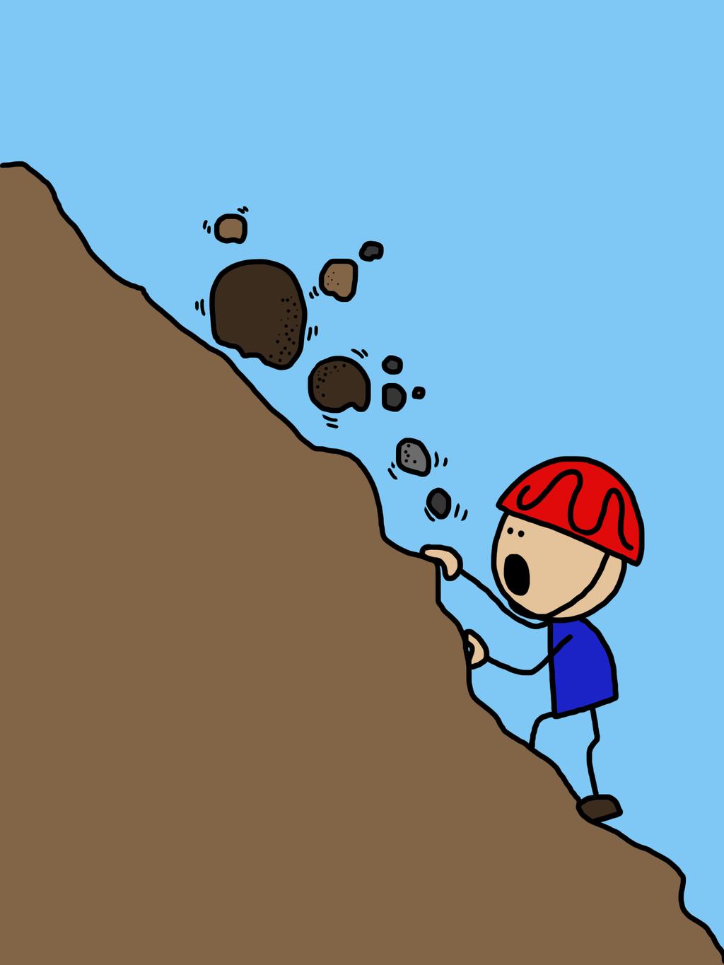 A landslide occurs when rock