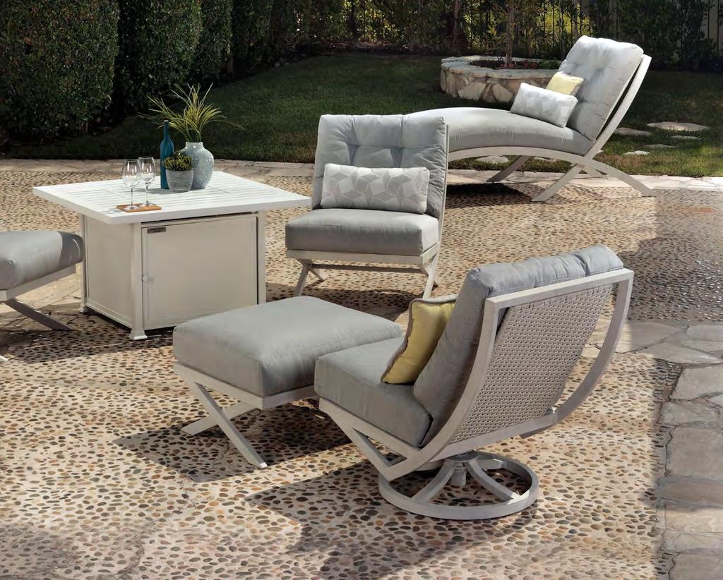 ROCHELLE WOVEN CUSHION DEEP SEATING/WOVEN CUSHION DINING DEEP SEATING LF152-N142F PASO ROBLES CHAT HEIGHT FIRE PIT FINISH: 39 GREYWASH / 68 WEATHERED GREY FABRIC: 5402-0000 CANVAS GRANITE *CUSHION