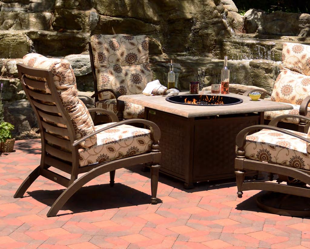 WESTFIELD DEEP SEATING/CUSHION DINING DEEP SEATING MF142-T142F CAMBRIA CHAT HEIGHT FIRE PIT FINISH: 15 BRONZE SOFA WF-781 80.75 W X 35.