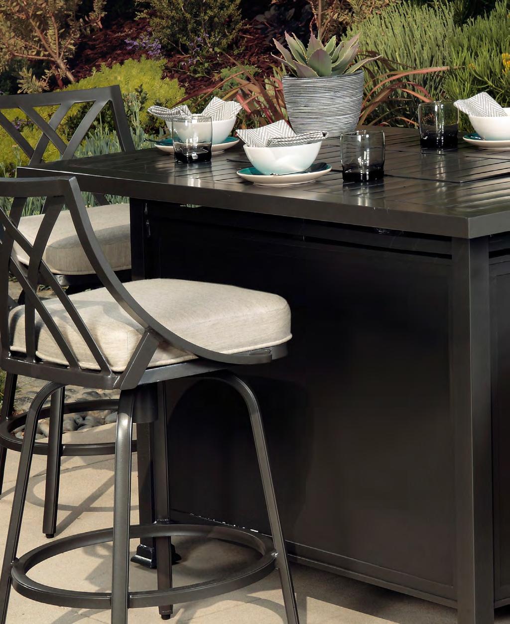 STOOLS Throw an outdoor party and dazzle your guests with Mallin barstools in your patio garden or poolside kitchen.