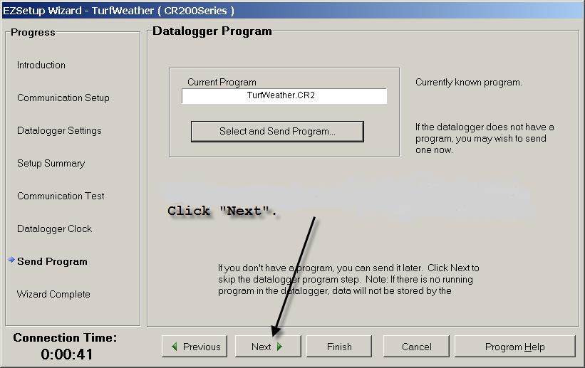 16. The Datalogger Program window will display the current program.
