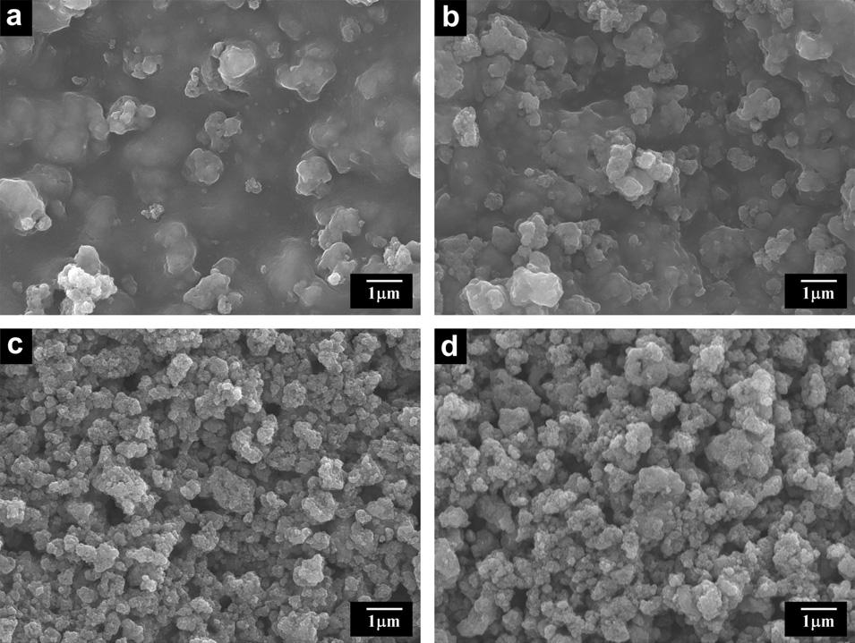 Figure 5-24 SEM images of deposits prepared from 1 gl 1 aqueous solution of AT NH 4 containing (a) 0.