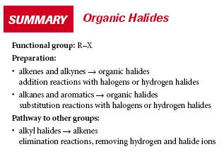 Preparing Organic Halides can be produced by halogenation reactions similarly, if we wanted to produce a halide of a benzene ring, we would arrange a substitution reaction with a halogen Preparing