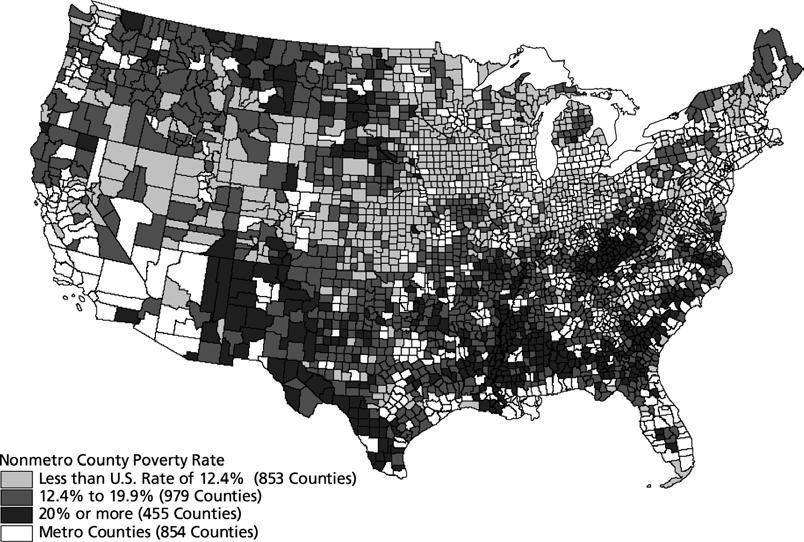 The Economic Role of Cities Figure 8: Non-Metro Counties Poverty Rate in 2000 Source: Kathleen K