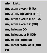 1-22 MDL Database Browser Allow and Prohibit atom features Allow Prohibit There are two additional selections that allow or prohibit atom types from being retrieved when they are used.