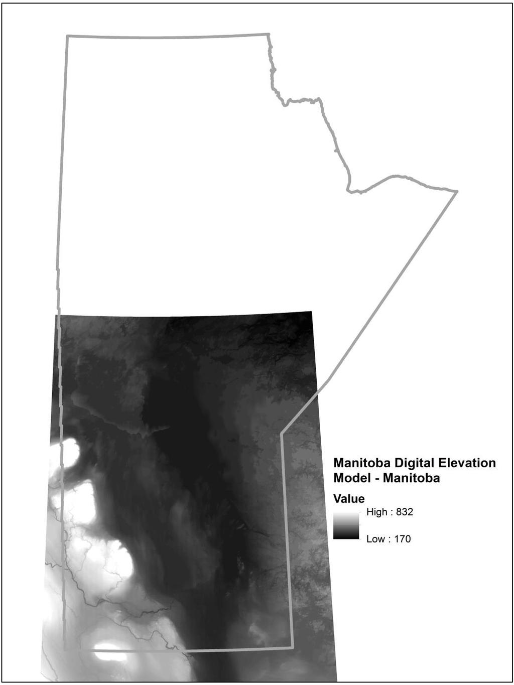 Current Digital Elevation Model Datasets Southern Manitoba 100m DEM Published 2002 Derived from 2m