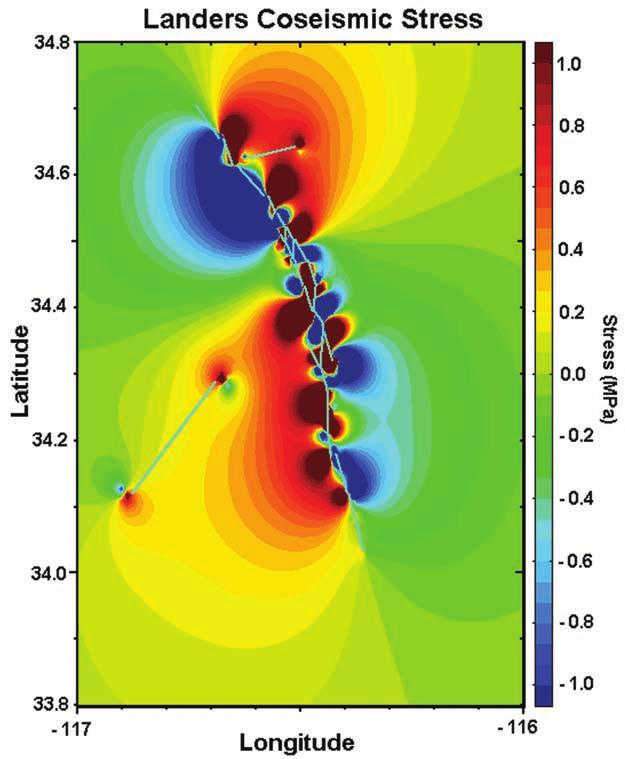 BOSL AND NUR: AFTERSHOCKS AND PORE FLUID DIFFUSION Figure 1. Coseismic mean stress field computed from Hudnut et al. [1994] slip model.